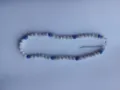 Close-up detail of Shamballa rhinestone beaded necklace with blue and white crystals. - Silver and Dark Blue Alternating Rhinestone Ball Style (18) / Necklace approx 16 inches (approx 40cm) / Blue & White
