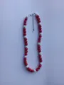 Red and white rhinestone disco ball shamballa beaded necklace with metal lobster clasp - Color Matched Bracelet (Approx 19cm, ~20 Beads, Elastic Line, No Clasp) / Red and White (19)