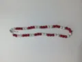 Red and white rhinestone Shamballa bead necklace with lobster clasp fashion jewelry - Color Matched Bracelet (Approx 19cm, ~20 Beads, Elastic Line, No Clasp) / Red and White Mix (31)