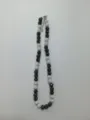 Black and white rhinestone shamballa bead necklace with metal extender chain for women. - Color Matched Bracelet (Approx 19cm, ~20 Beads, Elastic Line, No Clasp) / Black and White Mix (35)