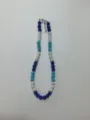 Detail view of colorful rhinestone disco ball beads necklace featuring secure metal lobster clasp. - Color Matched Bracelet (Approx 19cm, ~20 Beads, Elastic Line, No Clasp) / White and Blue (36)