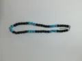 10mm clay rhinestone bead necklace with lobster clasp and extension chain for women daily wear. - Color Matched Bracelet (Approx 19cm, ~20 Beads, Elastic Line, No Clasp) / Black, Blue and White
