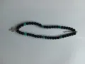 Black blue shamballa rhinestone ball necklace with micro pave cross pendant and extension chain - Color Matched Bracelet (Approx 19cm, ~20 Beads, Elastic Line, No Clasp) / Black and Blue (51)