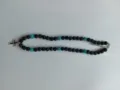 10mm clay rhinestone ball cross necklace beaded jewelry fashion accessory for women - Black and Blue Glitter Beads with Cross Pendant Style (63) / Necklace approx 16 inches (approx 40cm) / Black Blue