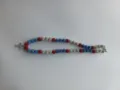 10mm crystal shamballa beaded necklace bracelet with cross pendant and lobster clasp. - Color Matched Bracelet (Approx 19cm, ~20 Beads, Elastic Line, No Clasp) / Blue and Silver Mix (69)