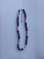 Red white blue shamballa rhinestone bead necklace with lobster clasp and extension chain. - Necklace approx 16 inches (approx 40cm) / Red White Blue Style (16)