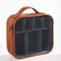 Brauner Vintage-Kosmetikkoffer mit klarem Fenster und verstellbaren Inneneinteilungen - 25x9x23cm / Braun