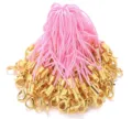 Detail view of pink mobile phone lanyards featuring shiny gold lobster clasps for DIY crafts. - Pink