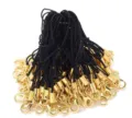 Black lanyard with gold lobster clasp DIY phone charm strap mobile accessories bundle pack - Black