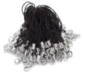 Black phone lanyard DIY accessories with silver lobster clasp and metal tube bulk pack. - Black