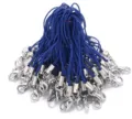 Blue phone lanyard strap with silver metal lobster clasp, DIY jewelry accessory, 1 pack. - Blue