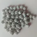Cuentas shamballa de arcilla con estrás blanco, bola brillante de 10mm doble agujero diy. - 10mm / Blanco
