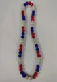 Sparkling red white blue Shamballa necklace with 12mm rhinestone disco ball beads. - 172 / Approx. 44 Beads, Approx. 51cm (20 Inches)