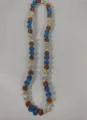 Twelve mm Shambhala crystal ball beaded necklace featuring blue white and brown sparkling beads - 173 / Approx. 44 Beads, Approx. 51cm (20 Inches)