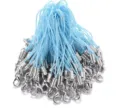 Light blue mobile phone lanyards with silver lobster clasps and metal tubes for DIY crafts. - Light Blue