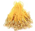 DIY jewelry accessories yellow phone straps with gold lobster clasps and metal tubes for crafts. - Yellow