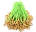DIY phone lanyard bulk set with gold lobster clasps and neon green nylon strings for accessories. - Fluorescent Green