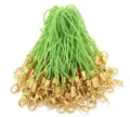 DIY green phone strap lanyard with gold lobster clasp and metal tube accessories set - Bright Green