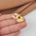 Gold metal no-sew button for shirt collar and cuffs decoration detachable DIY accessory - Geometric Button Cover / Gold