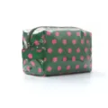 Large capacity green cosmetic bag with pink polka dots and waterproof glossy finish - Green Polka Dot / 20*10*12.5cm