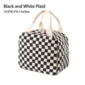 Large black and white checkerboard corduroy insulated lunch bag with sturdy handles - 26*18*21cm / Black White Grid