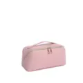 Elegante borsa da trucco rosa intrecciata con doppia cerniera e maniglia superiore - Rosa