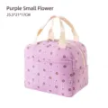Large purple floral corduroy thermal lunch bag for bento and picnics 25.5x21x17cm - 26*18*21cm / Purple Flower