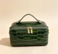 Large capacity green crocodile pattern leather cosmetic bag for travel storage - 25*12*13cm / Green