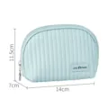 Small light blue PU leather quilted cosmetic bag with dimensions 14x11.5x7cm - Light Blue