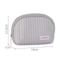 Compact light purple quilted PU semicircular makeup bag with dimensions 14x11.5x7cm - Light Purple