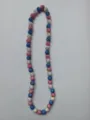 12mm Shamballa rhinestone clay bead elastic necklace in red white and blue colors - Red/White/Blue