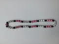 12mm pink black and white rhinestone disco ball clay Shamballa necklace for women - Pink Black White