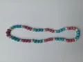 12mm Shamballa style sparkling rhinestone clay bead necklace in blue, pink and white. - Royal Blue Rose Red White