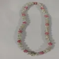Handmade 12mm pink and silver sparkling disco ball crystal bead shamballa necklace for women - 161 / Approx. 44 Beads, Approx. 51cm (20 Inches)
