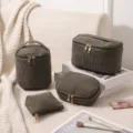 Cord-Kosmetiktaschen 4er-Set inklusive Make-up-Taschen mit Pinseln - Dreieckige Tasche / 15x11x11cm / Armeegrün