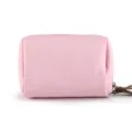 Portable mini pink cosmetic makeup bag for lipstick and storage with brown zipper pull tab - 15*5*10cm / Pink