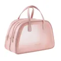 Pink double-layer travel toiletry bag with dry-wet separation and Yu Lang logo - Pink Large