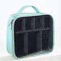 Professioneller minzgrüner Make-up-Organizer mit transparentem Sichtfenster und Trennwänden - 25x9x23cm / Hellblau