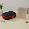 Durable EVA hard shell travel makeup organizer case with removable storage insert - With Makeup Brush Plate / Elegant Black