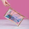 Professional iridescent TPU holographic makeup bag for portable travel storage use. - Briefcase / AB Color