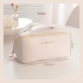 Große Reise-Kosmetiktasche aus PU-Leder in elegantem Beige - Einzelner Reißverschluss Stil / Beige