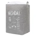 Grey jumbo fabric laundry hamper with drawstring top for clothes and quilt storage - Light Gray / 75 liters 41*58*32cm