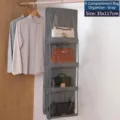 Grey 8-pocket hanging handbag organizer for closet storage and efficient organization - 8 Compartments / Gray