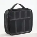 Große schwarze Kosmetiktasche mit transparentem Fenster und Fächern für Reisen - 25x9x23cm / Schwarz