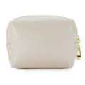Elegant champagne Saffiano texture octagonal makeup bag with a gold teardrop zipper - 12x6x8cm / Mini Small / Beige Gold