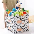 Large capacity drawstring laundry and toy storage bag with cute cow print pattern - Cow Print