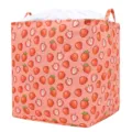Large pink fabric storage bag with cute strawberry print and top drawstring closure - Red Strawberry / 100 liters 50*50*40cm