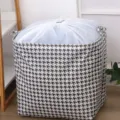 Large houndstooth pattern drawstring storage basket for blankets and laundry clothes - Houndstooth Print