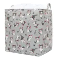Large collapsible fabric storage bag with cartoon cat pattern and drawstring top - Gray Cat / 100 liters 50*50*40cm