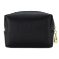 Black waterproof octagonal cosmetic storage bag with Saffiano texture and gold zipper - 12x6x8cm / Mini Small / Black